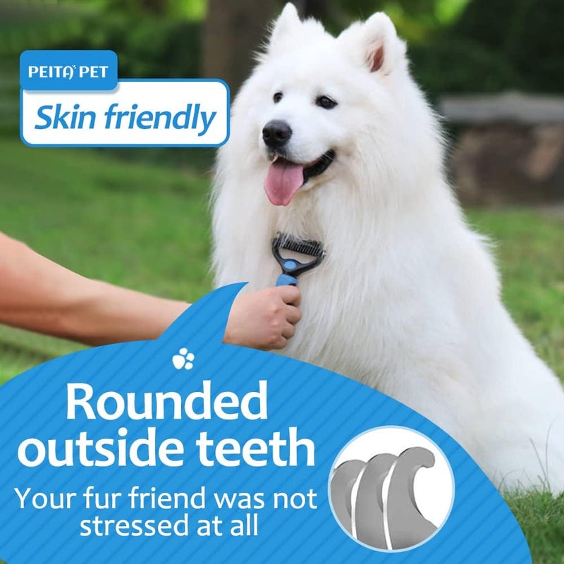 Ncry Pet Grooming Brush for Dogs/Cats, 2 in 1 DE Shedding Tool & Undercoat Rake Demitting Comb for Mats & Tangles Removing, by up to 95%, Great for Short to Long Hair Small Large Breeds - Image 4