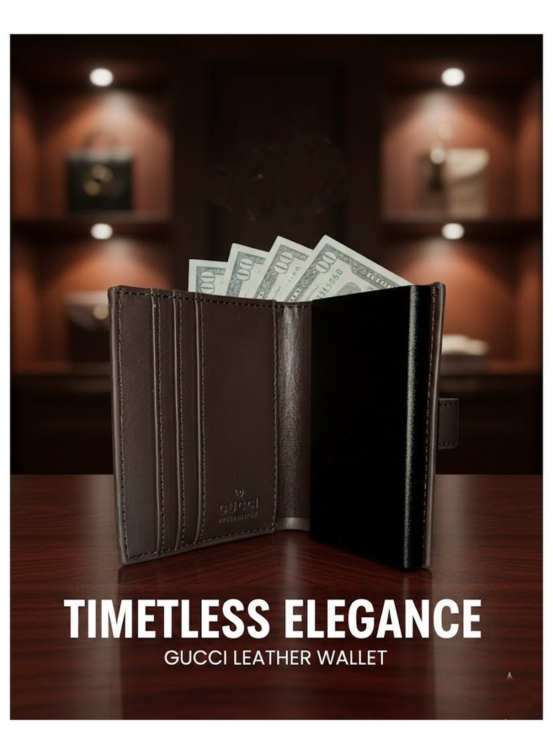 غوتشي محفظة جلد فاخرة للكروت والنقود – تصميم أنيق بحجم عملي مع زر إغلاق آمن - للجنسين - Image 2