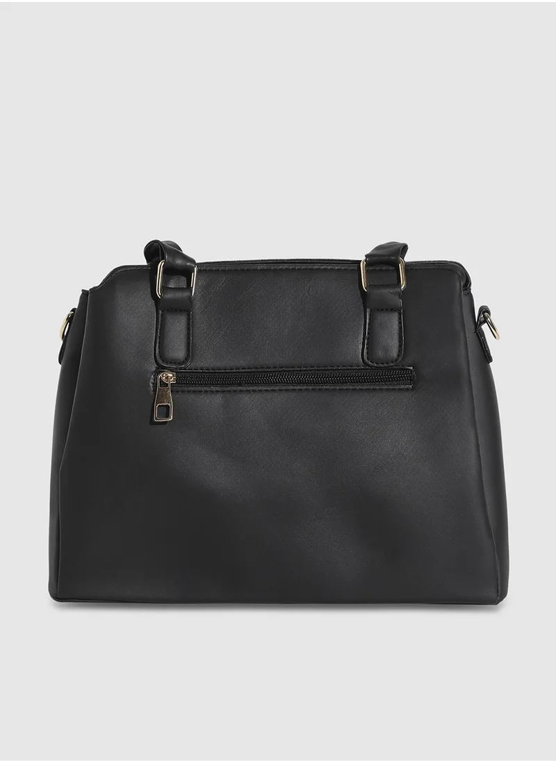 صوص هاوت Quilted Top Handle Handbag - Black