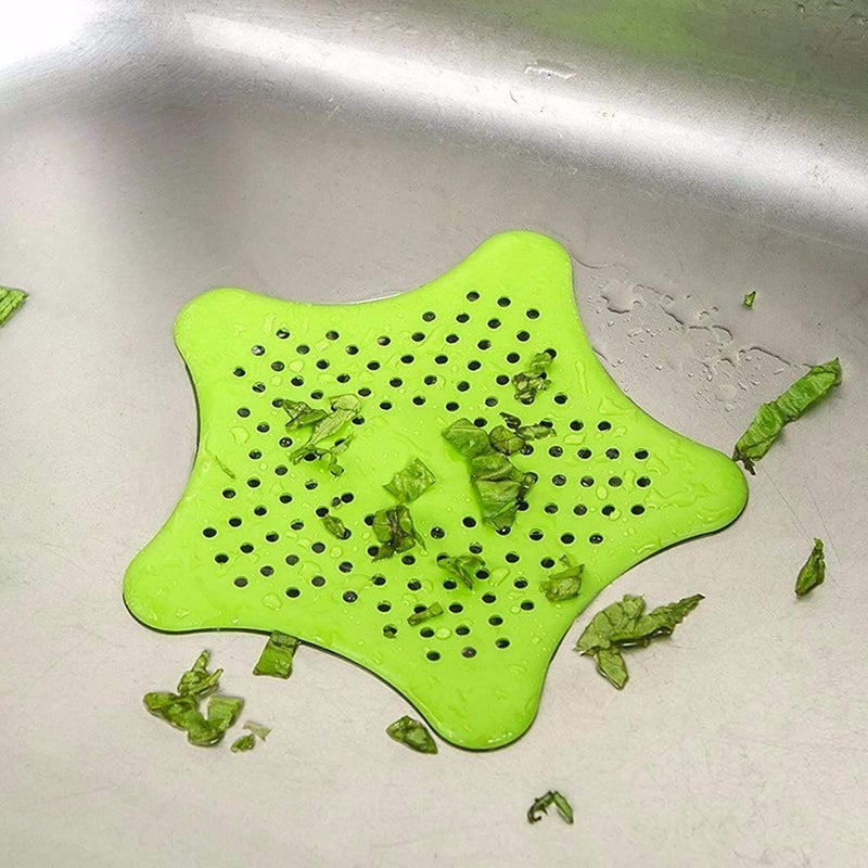 Lexazo Silicone Star Shape Drain Hair Catcher Kitchen Sink Strainer Bathroom Shower Sink Stopper Drain Cover Hair Trap Filter for Kitchen Bathroom Tub Random Colour 4 Pieces Multicolor - Image 1
