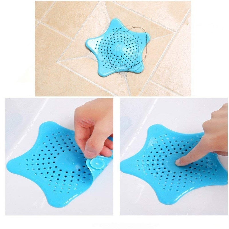 Lexazo Silicone Star Shape Drain Hair Catcher Kitchen Sink Strainer Bathroom Shower Sink Stopper Drain Cover Hair Trap Filter for Kitchen Bathroom Tub Random Colour 4 Pieces Multicolor - Image 5