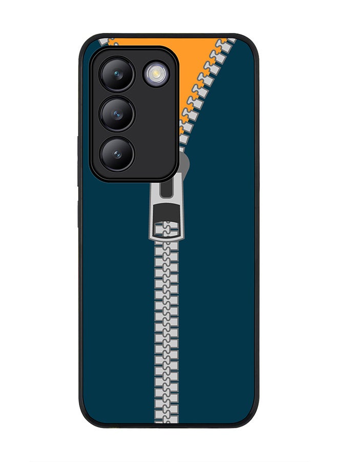 Stylizedd Rugged Black edge case for Vivo V30 Lite 5G, Slim fit Soft Case Flexible Rubber Edges Anti Drop TPU Gel Thin Cover -  Zipper - Image 1