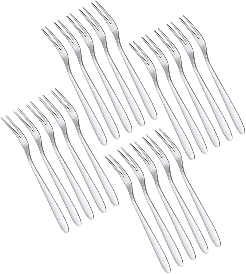 pepplo Crab Stainless Steel ForksEscargot Forks 2 Prong Tasting Appetizer Forks Portable Cocktail Salad Fruit Forks for Party Travel Mini ForksSilver Set of 20 - Image 1