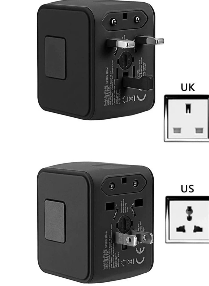 Universal International Travel Power Adapter with 3 USB + 1 Type C Charging Ports, European Adapter, Worldwide AC Outlet Plugs Adapters for Europe, UK, US, AU - Image 3
