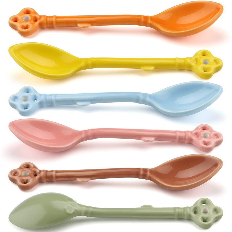 Ceramic Espresso Demitasse Spoons Set of 6 for Coffee Dessert Tea Ice Cream