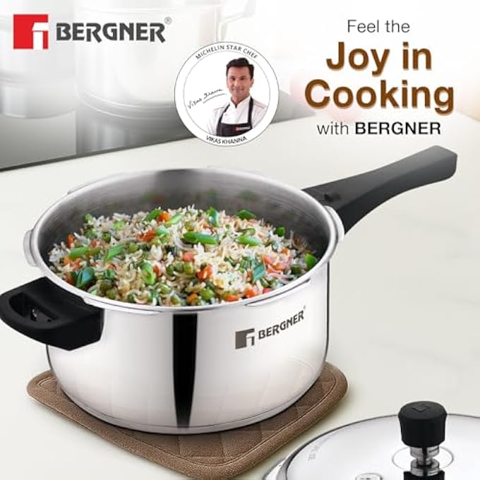 Unity Sorrento Stainless Steel Pressure Cooker With Outer Lid 5 Litres Triply Base Heavy Bottom - Image 3