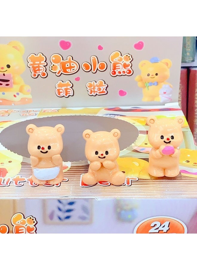 Generic - Cute Cartoon Butter Bear Fortune Blind Box Multi-style Mini Resin Doll Ornaments Video Game Clip Machine Must-have-Color:Ko-638 Trendy Little Cute Grains-Specifications:Order 24 Pieces/end Box According To Single Style - Image 1