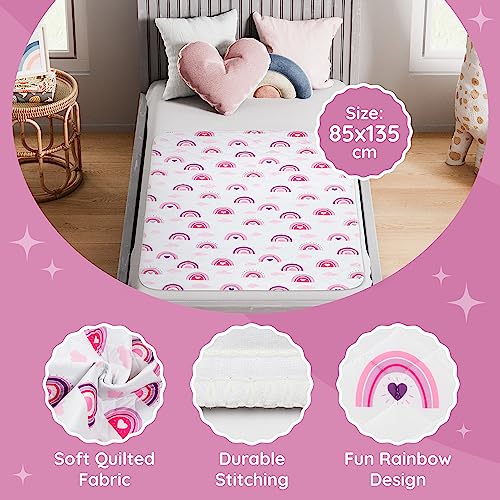 Lynmark® Potty Training Mattress Protector Pee Pads for Kids - Waterproof Toddler Bed Wetting Mat for Toilet Training - Non-Slip Washable Bedwetting Topper Absorbs Up to 2000ml - 53" x 33", Rainbow - Image 4