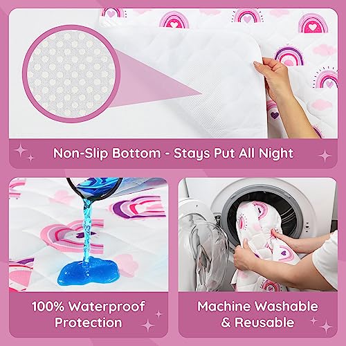 Lynmark® Potty Training Mattress Protector Pee Pads for Kids - Waterproof Toddler Bed Wetting Mat for Toilet Training - Non-Slip Washable Bedwetting Topper Absorbs Up to 2000ml - 53" x 33", Rainbow - Image 5
