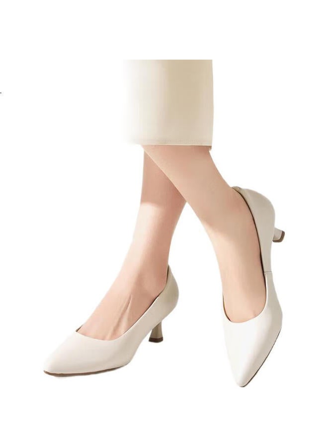 YEARCON أحذية عمل نسائية بكعب رفيع للانتقال، أحذية فردية عصرية بكعب عالٍ للنساء 26902W أبيض 40 - Image 2