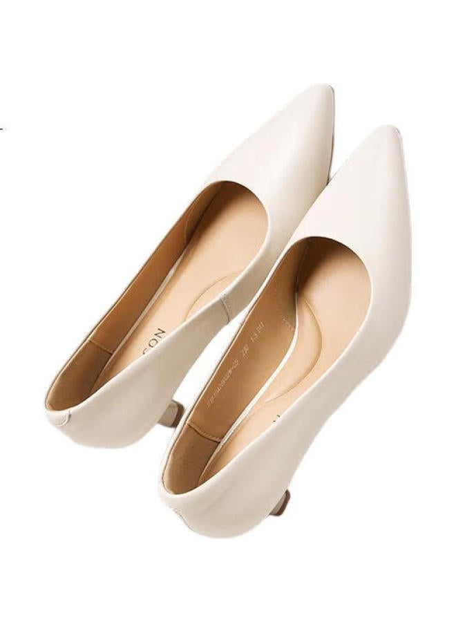 YEARCON أحذية عمل نسائية بكعب رفيع للانتقال، أحذية فردية عصرية بكعب عالٍ للنساء 26902W أبيض 40 - Image 1