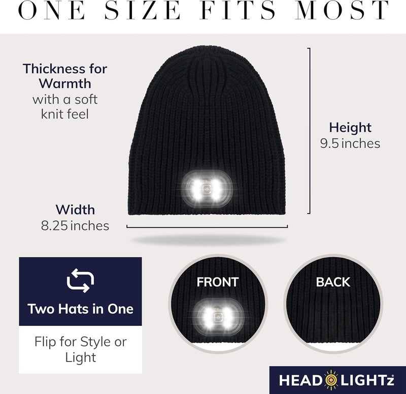 HEAD LIGHTZ Store ® Rechargeable LED Beanie Hat – Hands-Free Lighted Cap for Running, Walking & Camping – As Seen on Oprah’s Favorite Things – Machine Washable, Unisex - Image 2