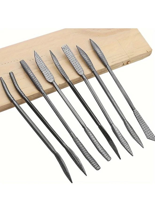 8pcs Double Ended Wood Carving File Set Durable Steel Craft Tools for Precision Woodworking - Image 5