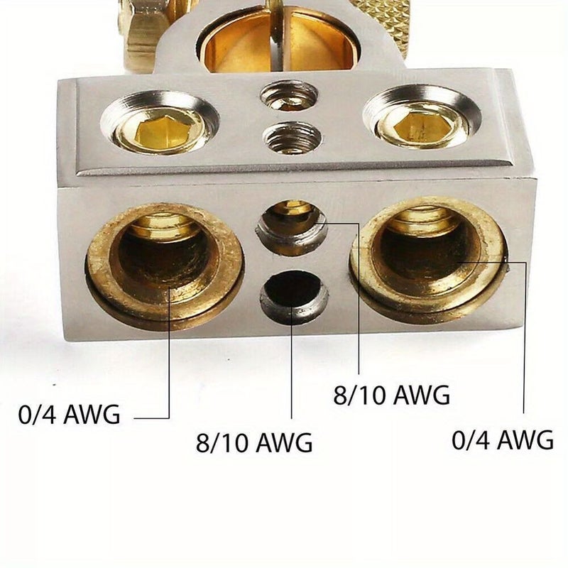 Silvery 2 X Battery Terminal 2/4/8/10 AWG Car Battery Positive And Negative Connection Plug With Washers And Cover - Image 4