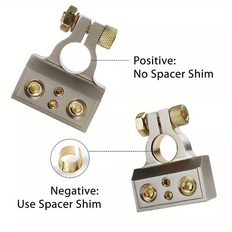 Silvery 2 X Battery Terminal 2/4/8/10 AWG Car Battery Positive And Negative Connection Plug With Washers And Cover - Image 5
