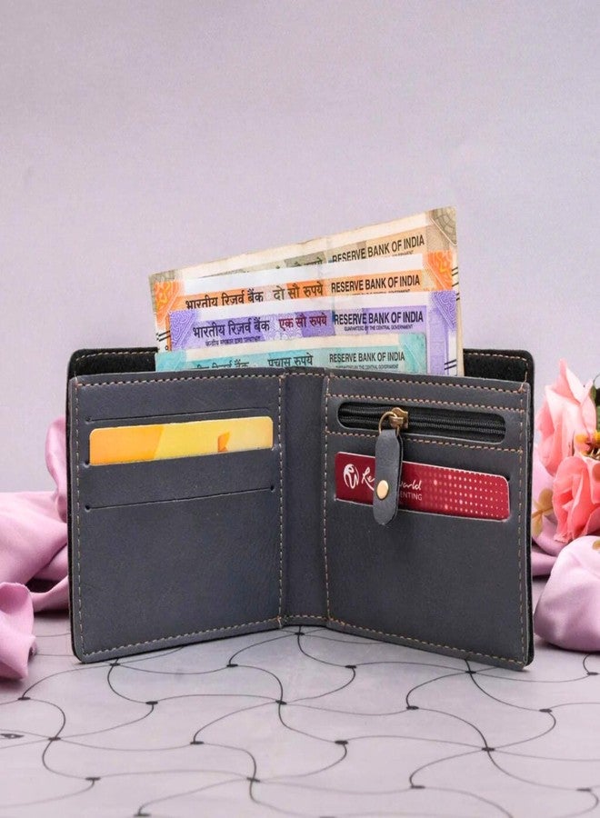 THE CUSTOMISED GIFT Personalized Name & Charm Leather Mens Customised Wallet | Gifts for Men Husband Boyfriend Staff Employees Clients Colleagues Friend (Grey) - Image 5