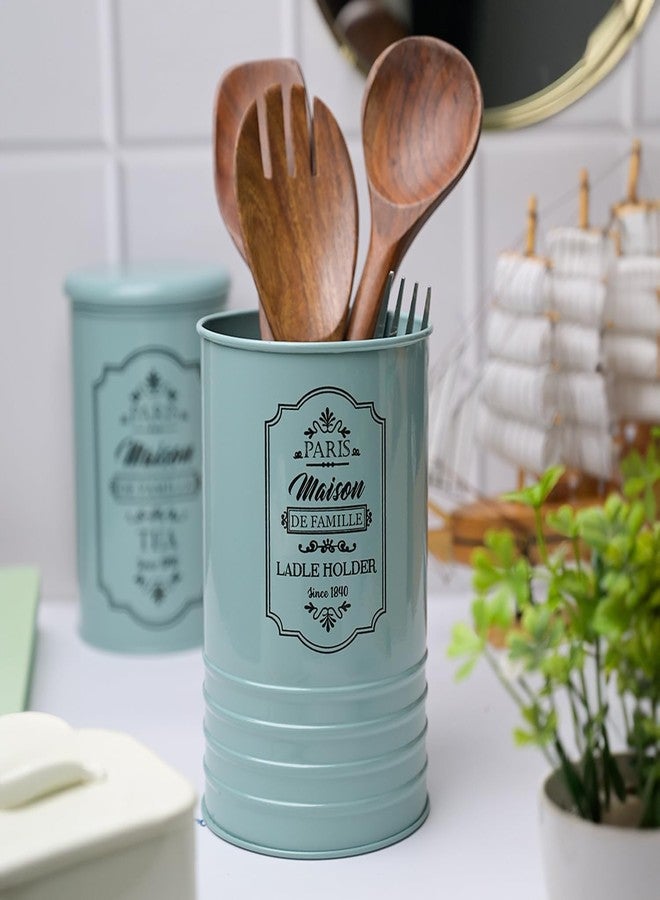 Kekezip Metal Cutlery Holder for Kitchen & Spatula Holder for Kitchen, Ladle Holder for Kitchen, Chopstick, Cutlery, Spoon Stand for Kitchen Organizer Stand Dining (Green Maison) - Image 2