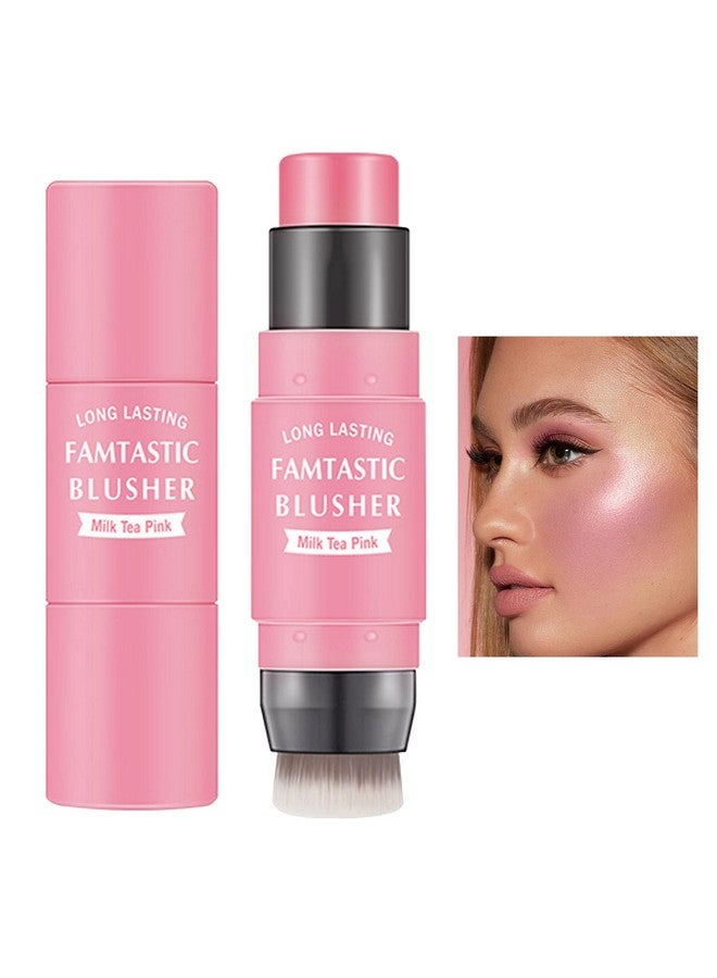 LZYLLS Waterproof Multi Cream Blush Stick With Brushlightweightlonglastingeasy To Use2 In 1 Multi Stick Blush For Cheeks & Lip Tint & Eyeshadow Makeupsuitable For All Skin (01 Milk Tea Pink) - Image 1