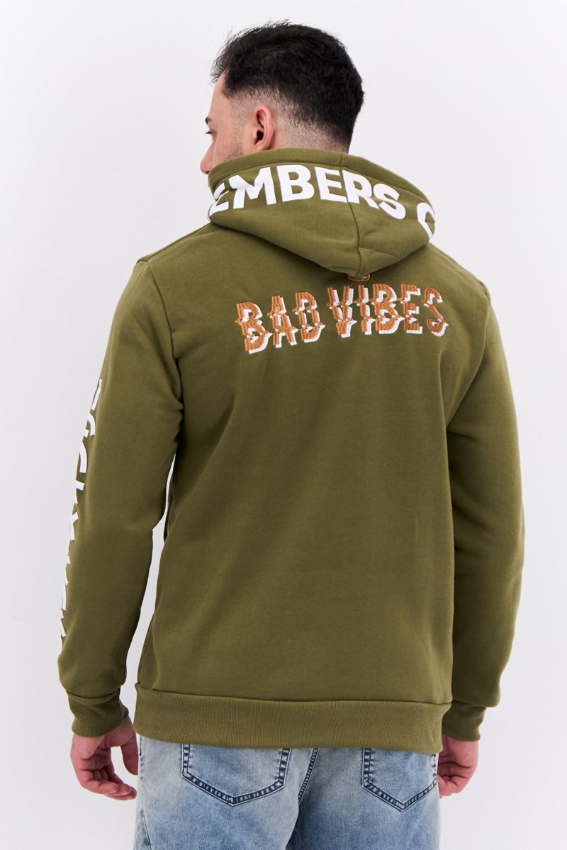 MEMBERS ONLY Men Hooded Embroidered Long Sleeves Sweatshirt, Olive - Image 2