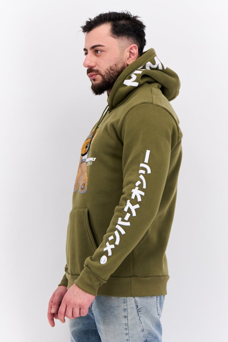 MEMBERS ONLY Men Hooded Embroidered Long Sleeves Sweatshirt, Olive - Image 4