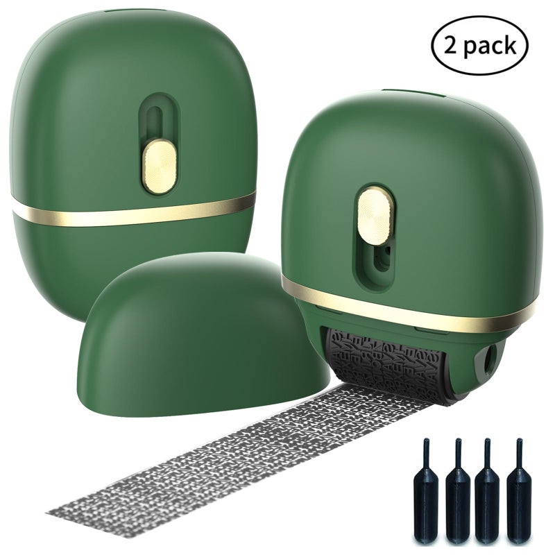 Lomil Identity Protection Roller Stamps 2 Pack  Confidential Roller Stamp with 4 Refills  Wide Identity Theft Protection Stamp for ID Blockout Privacy  SecurityGreen