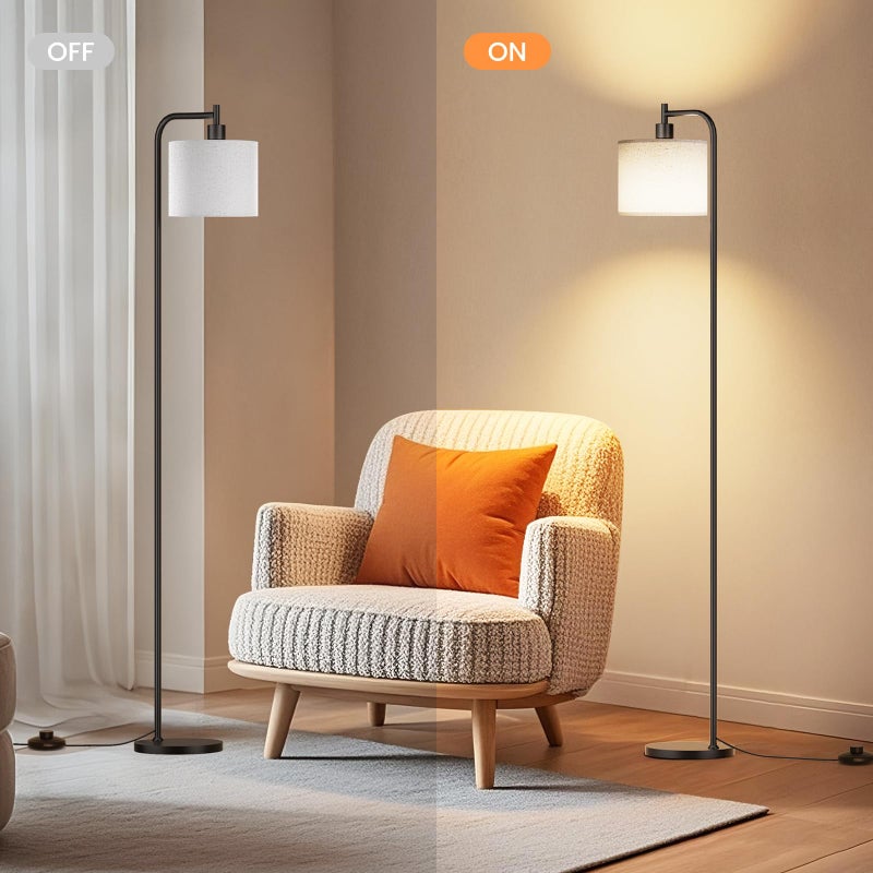 SIBRILLE Floor Lamp with Linen Shade, Dimmable Tall Standing Lamp with Remote Control & 3 Color Temperatures, Modern Corner Floor Lamps for Living Room Bedroom Office, 9W LED Bulb Included - Image 5