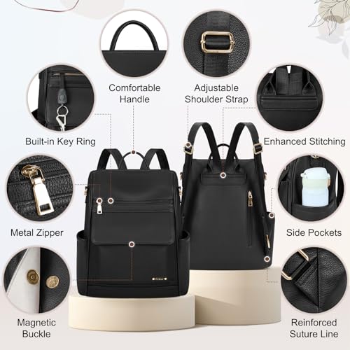 NUBILY Backpack Purse for Women Leather Anti-Theft Mini Backpack Fashion Designer Handbag Convertible Travel Bag Ladies Shoulder Bags, Black - Image 5