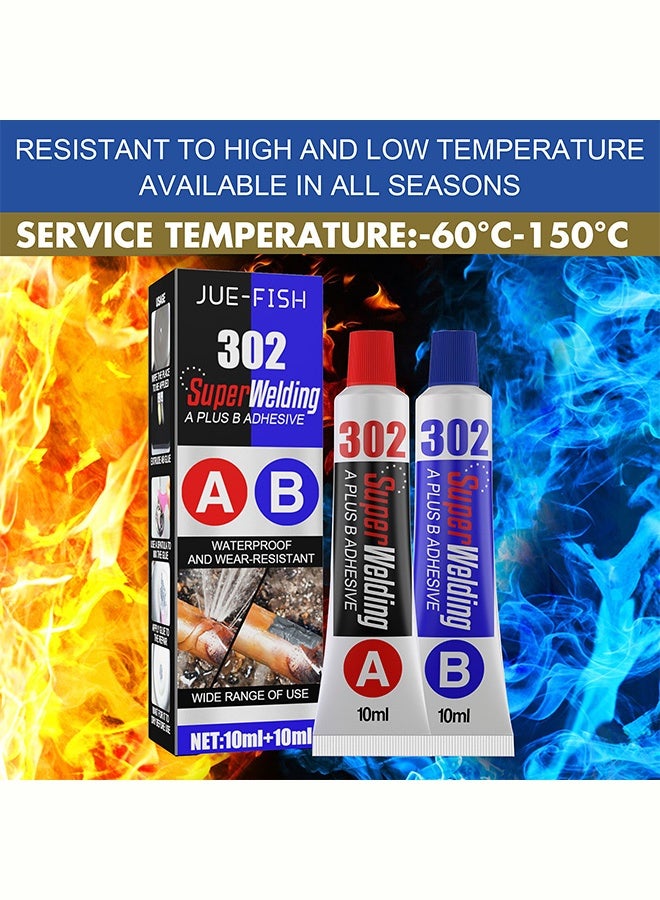 JUE-FISH Liquid Metal Weld Repair Paste, Strong AB Liquid Metal Repair Glue, All-Purpose Epoxy Metal Glue, Industrial Heat Resistance, Cold Chemical Weld For Repairing Metal, Automotive, And More (10ML + 10ML) - Image 2
