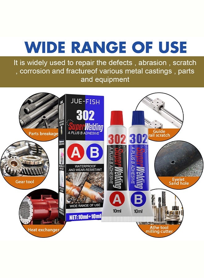 JUE-FISH Liquid Metal Weld Repair Paste, Strong AB Liquid Metal Repair Glue, All-Purpose Epoxy Metal Glue, Industrial Heat Resistance, Cold Chemical Weld For Repairing Metal, Automotive, And More (10ML + 10ML) - Image 4