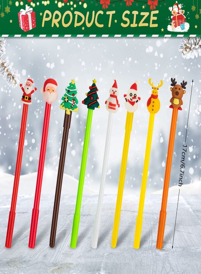 Fainne 120 Pcs Christmas Gel Ink Pen Bulk, 24 Style Novelty Christmas Series Rollerball Pens Black Gel Ink Xmas Tree Snowman Reindeer Santa Claus Shape Pen for School Party Supplies - Image 2