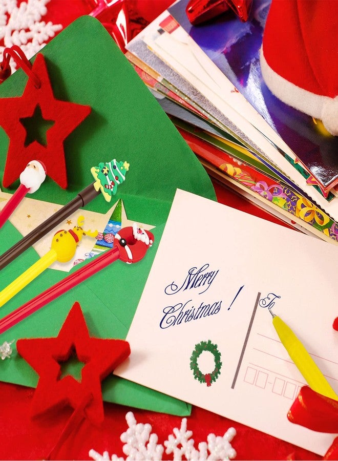 Fainne 120 Pcs Christmas Gel Ink Pen Bulk, 24 Style Novelty Christmas Series Rollerball Pens Black Gel Ink Xmas Tree Snowman Reindeer Santa Claus Shape Pen for School Party Supplies - Image 5