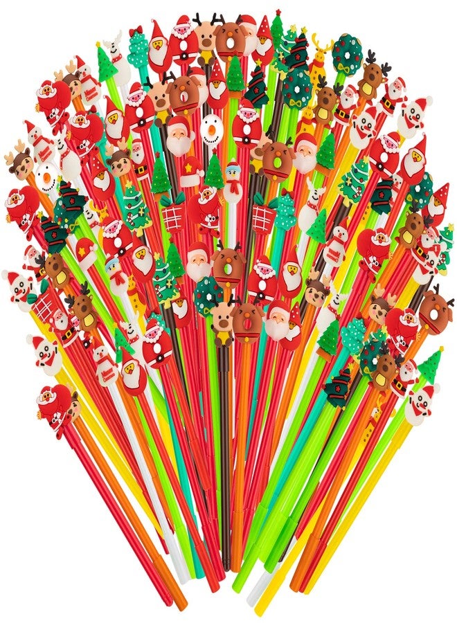 Fainne 120 Pcs Christmas Gel Ink Pen Bulk, 24 Style Novelty Christmas Series Rollerball Pens Black Gel Ink Xmas Tree Snowman Reindeer Santa Claus Shape Pen for School Party Supplies - Image 1