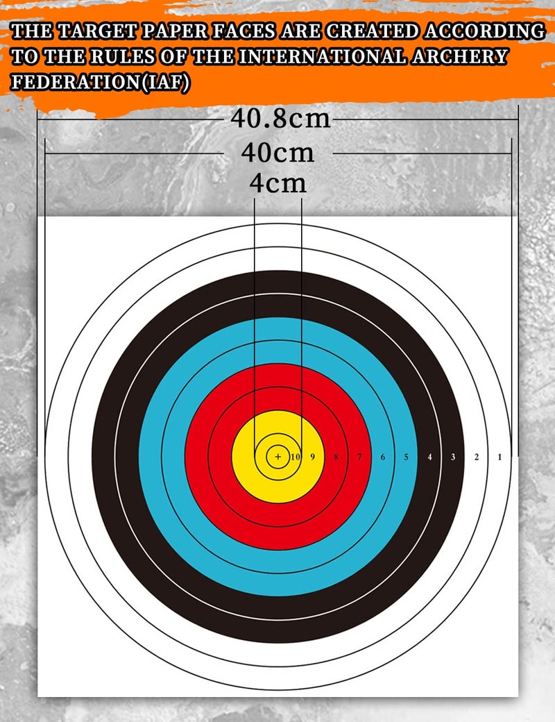 THREE ARCHERS ثلاثة رماة 30 قطعة أهداف رماية للحديقة هدف رماية قياسي 40 سم 10 حلقة هدف قوس وسهم للصيد وإطلاق النار ملحقات الرماية للتدريب على الأهداف (30 قطعة أهداف رماية) - Image 2