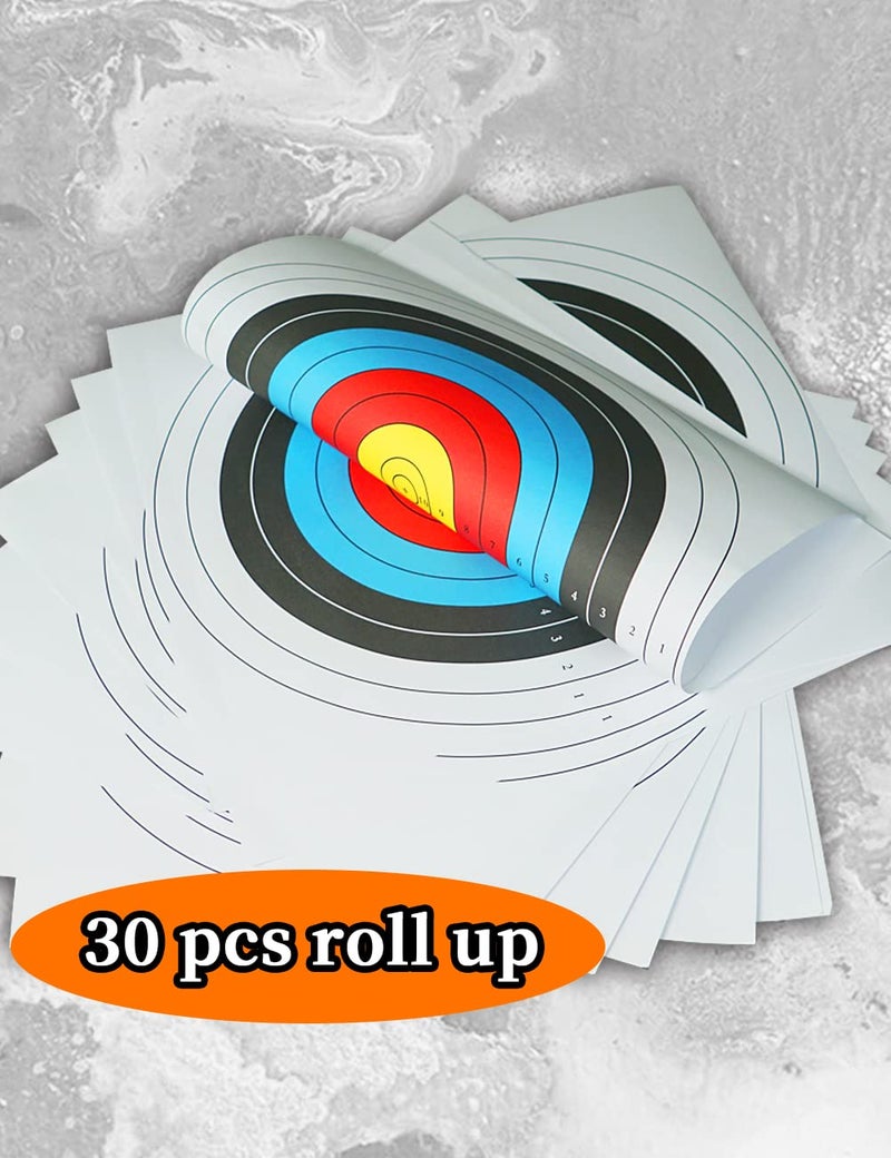 THREE ARCHERS ثلاثة رماة 30 قطعة أهداف رماية للحديقة هدف رماية قياسي 40 سم 10 حلقة هدف قوس وسهم للصيد وإطلاق النار ملحقات الرماية للتدريب على الأهداف (30 قطعة أهداف رماية) - Image 4