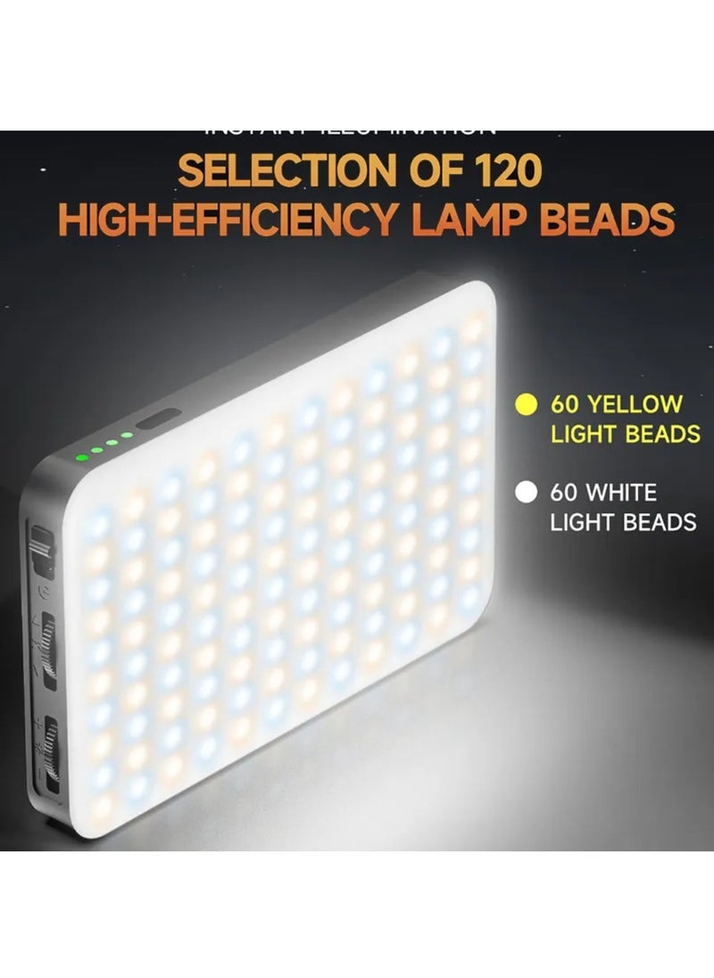 ELTRAZONE - D10 120 LED Video Light LED Camera Light 360° Portable Photography Lighting Type-C 3000mAh Rechargeable Battery CRI 95+ 2500k-9000K On Camera Light Fill Light Continuous Working Time 90+ Minutes - Image 1