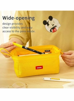Generic Large Capacity Durable Pencil Case with Easy Grip Handle - Versatile Organizer for School, Office, and Cosmetics, Perfect for Teens and Adults (Yellow)  - Image 5