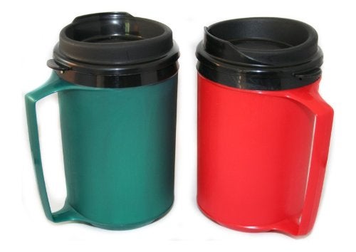 GAMA Electronics 2 ThermoServ Insulated Coffee Mugs 12 oz 1 Green  1 Red