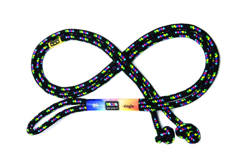Just Jump It 8' Foot Single Jump Rope - Active Outdoor Youth Fitness - Black Confetti - Image 1