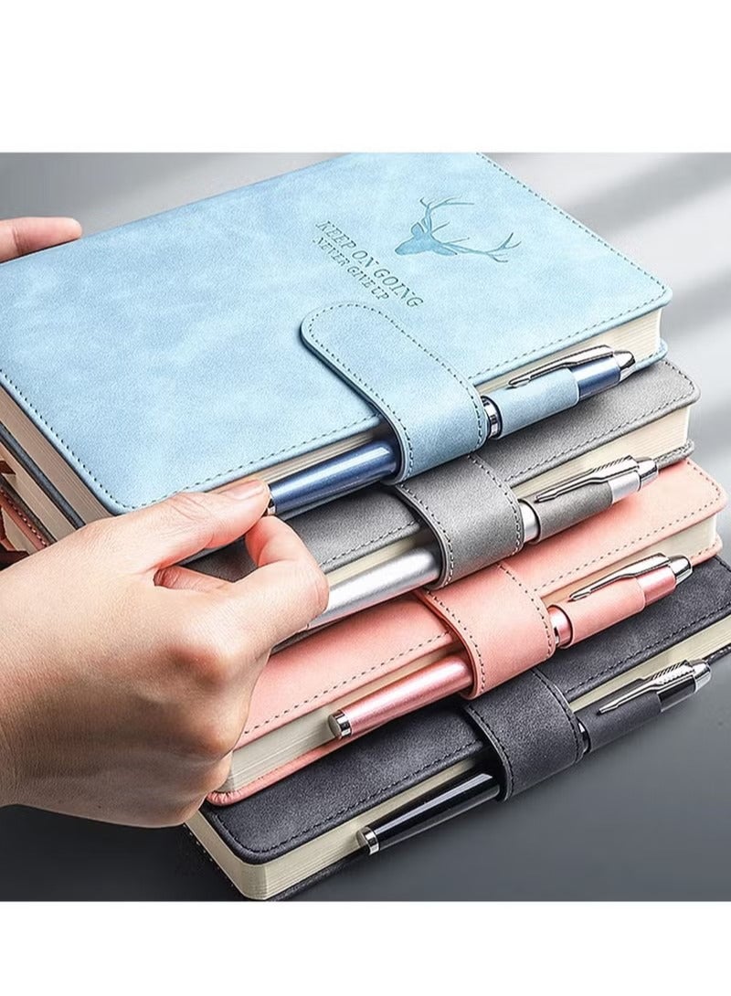 A5 Notebook Journal Notepad Note Book, 360 s Faux Leather Hardcover Notebooks with Pen Loop, Black - Image 4