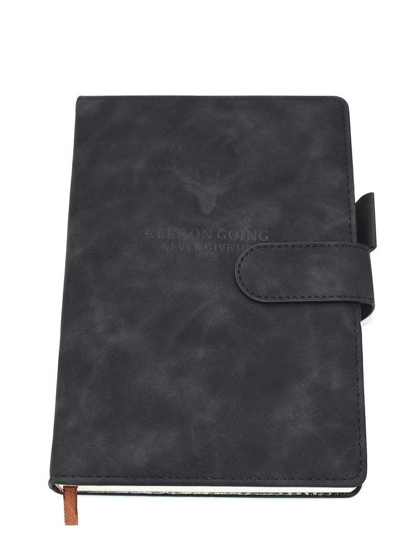A5 Notebook Journal Notepad Note Book, 360 s Faux Leather Hardcover Notebooks with Pen Loop, Black - Image 1