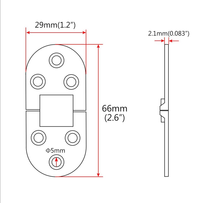 NRC&XRC Marine Grade CAST Solid 316 SS Mirror Polished Door Hinges Marine Stainless Steel Heavy Duty 66MM x 29MM(2.6"*1.2") Pair for Boat, RVs - Image 2