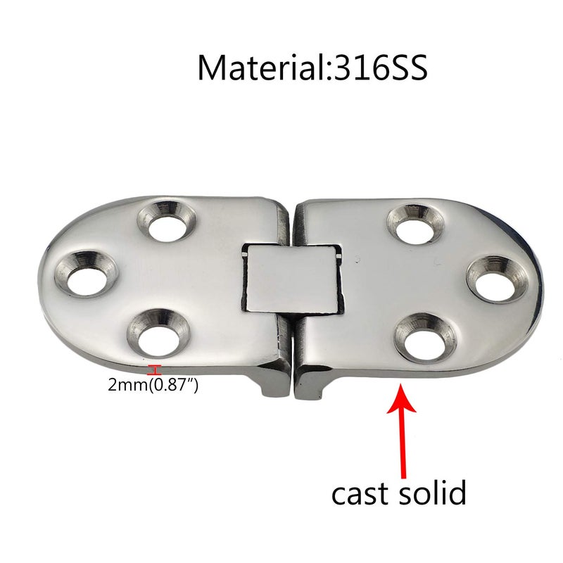NRC&XRC Marine Grade CAST Solid 316 SS Mirror Polished Door Hinges Marine Stainless Steel Heavy Duty 66MM x 29MM(2.6"*1.2") Pair for Boat, RVs - Image 3