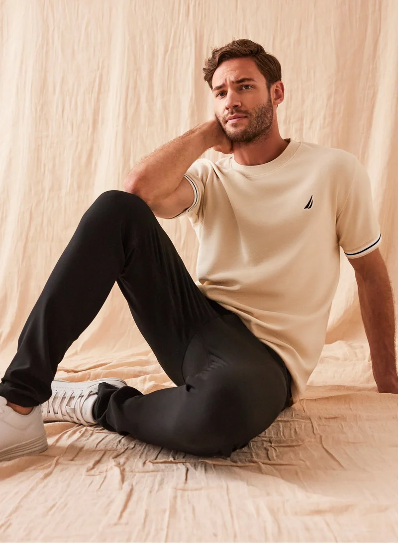 نوتيكا Men Cotton Half Sleeve T-Shirt for Breathable Comfort and Casual Style - Beige