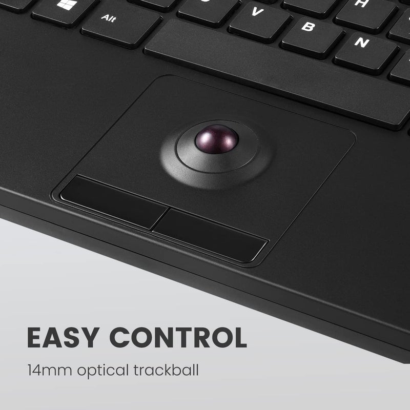 Perixx PERIBOARD-526 US, Wired Mini USB Keyboard with Trackball - X Type Scissor Keys - 11.18x7.17x1.1 Inches - Build-in 2 USB Hubs - US English - Image 2