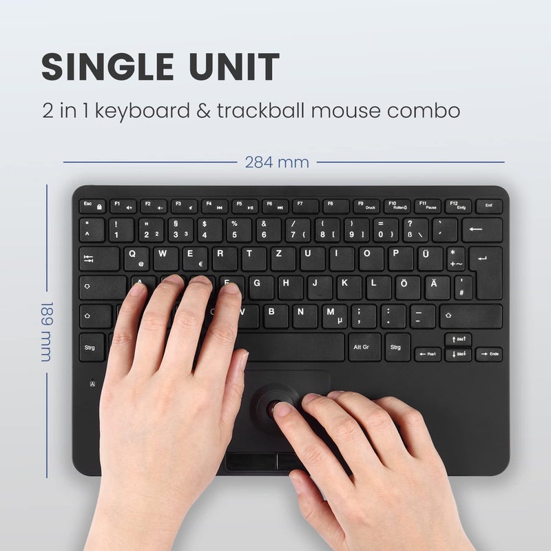 Perixx PERIBOARD-526 US, Wired Mini USB Keyboard with Trackball - X Type Scissor Keys - 11.18x7.17x1.1 Inches - Build-in 2 USB Hubs - US English - Image 5