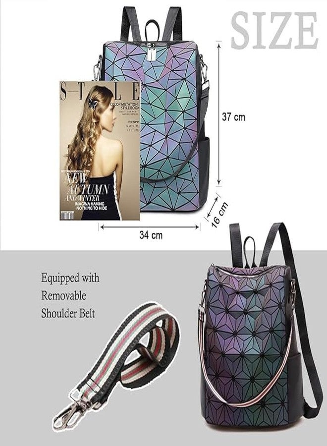 NENATIRTH Geometric Backpack Bag || Luminous Holographic Color Changes Flash Reflective Crossbody Bag || Shoulder Bag for Children, Teenagers, Women and Men(MULTICOLOUR) - Image 2