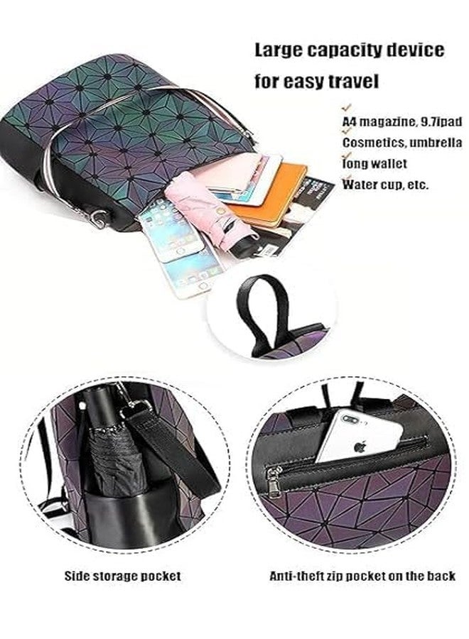 NENATIRTH Geometric Backpack Bag || Luminous Holographic Color Changes Flash Reflective Crossbody Bag || Shoulder Bag for Children, Teenagers, Women and Men(MULTICOLOUR) - Image 4