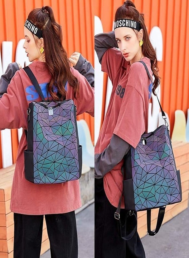 NENATIRTH Geometric Backpack Bag || Luminous Holographic Color Changes Flash Reflective Crossbody Bag || Shoulder Bag for Children, Teenagers, Women and Men(MULTICOLOUR) - Image 3