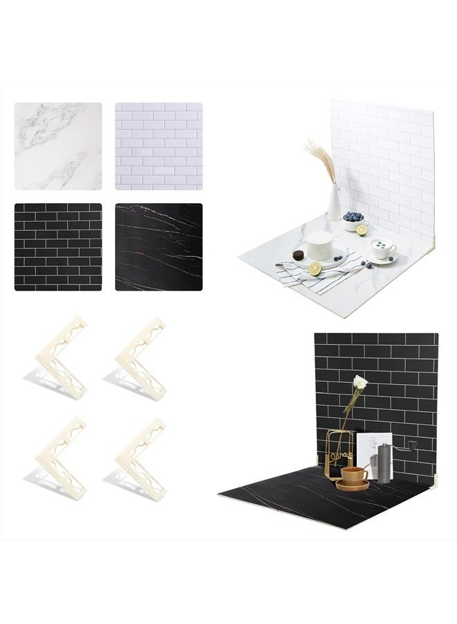 BEIYANG 2-Sided 2 PCS Photo Backdrop Boards, Subway Tile Flat Lay Food Photography Background Board, Durable Waterproof Product Food Photography, 24x24 Inch, BEIYANG - Image 1