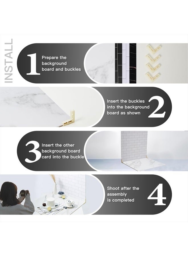 BEIYANG 2-Sided 2 PCS Photo Backdrop Boards, Subway Tile Flat Lay Food Photography Background Board, Durable Waterproof Product Food Photography, 24x24 Inch, BEIYANG - Image 5